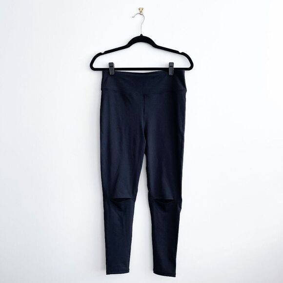 NWOT Carly Jean Los Angeles Womens Mid-Rise Split hole Legging Black Large - Picture 2 of 11